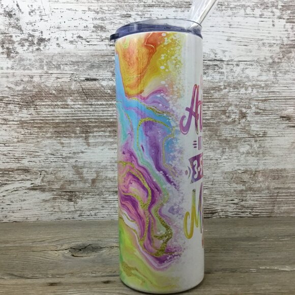 Once I Get an Attitude 20 oz Skinny Tumbler with Lid and Straw - Picture 5 of 6